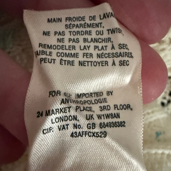 Moth by Anthropologie Lazuli Linen blended Crochet Embroidered Tie Front Cardi - Picture 15 of 15